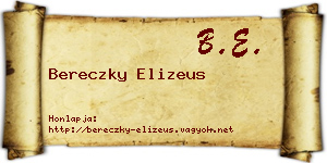 Bereczky Elizeus névjegykártya